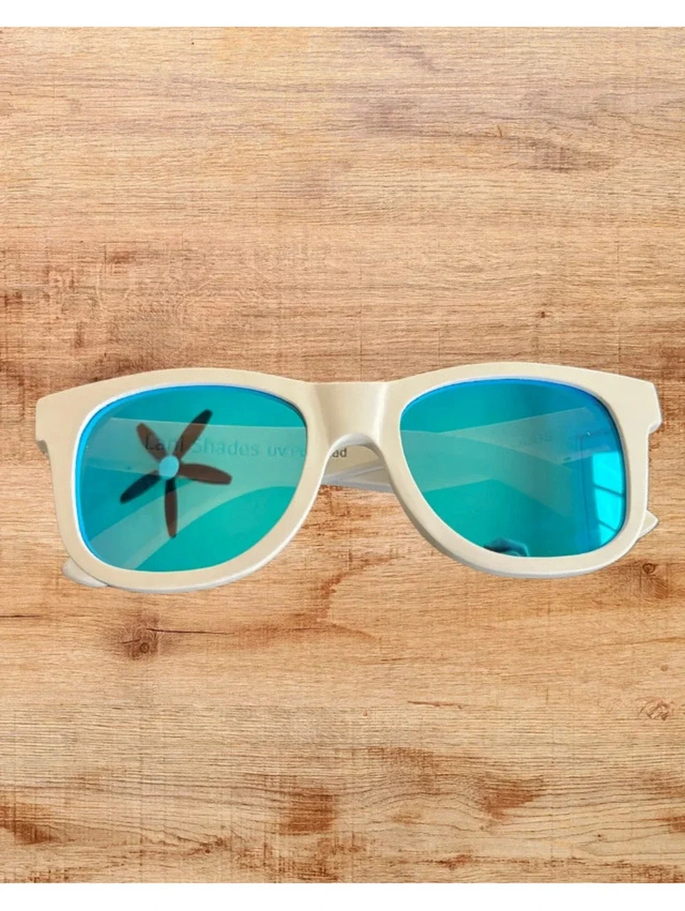 Lani Shades Polarized Floating Sunglasses White Blue Mirror w/ Case